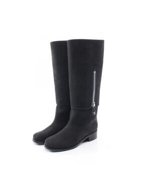 Chanel Long Boots Suede Black #36 Used #282611C85B